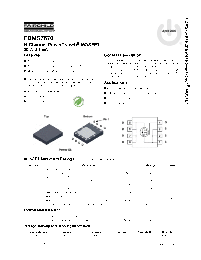 Fairchild Semiconductor fdms7670  . Electronic Components Datasheets Active components Transistors Fairchild Semiconductor fdms7670.pdf