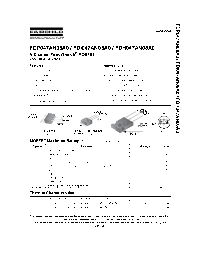 Fairchild Semiconductor fdp047an08a0 fdi047an08a0 fdh047an08a0  . Electronic Components Datasheets Active components Transistors Fairchild Semiconductor fdp047an08a0_fdi047an08a0_fdh047an08a0.pdf