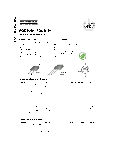 Fairchild Semiconductor fqd4n50 fqu4n50  . Electronic Components Datasheets Active components Transistors Fairchild Semiconductor fqd4n50_fqu4n50.pdf