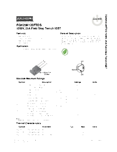 Fairchild Semiconductor fgh25n120ftds  . Electronic Components Datasheets Active components Transistors Fairchild Semiconductor fgh25n120ftds.pdf