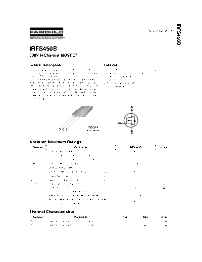 Fairchild Semiconductor irfs450b  . Electronic Components Datasheets Active components Transistors Fairchild Semiconductor irfs450b.pdf