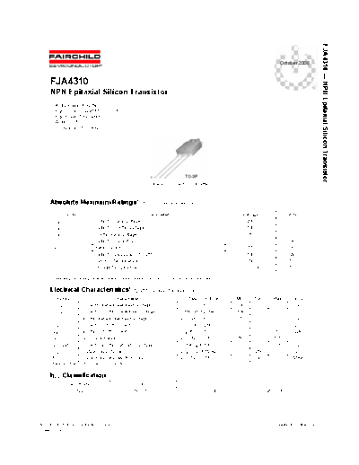 Fairchild Semiconductor fja4310  . Electronic Components Datasheets Active components Transistors Fairchild Semiconductor fja4310.pdf