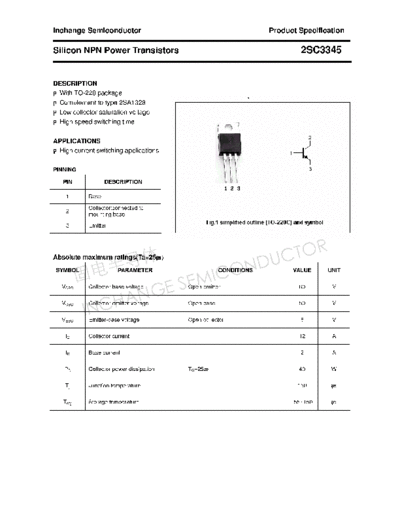 Inchange Semiconductor 2sc3345  . Electronic Components Datasheets Active components Transistors Inchange Semiconductor 2sc3345.pdf
