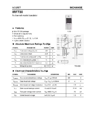 Inchange Semiconductor irf730  . Electronic Components Datasheets Active components Transistors Inchange Semiconductor irf730.pdf