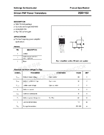 Inchange Semiconductor 2sb1102  . Electronic Components Datasheets Active components Transistors Inchange Semiconductor 2sb1102.pdf