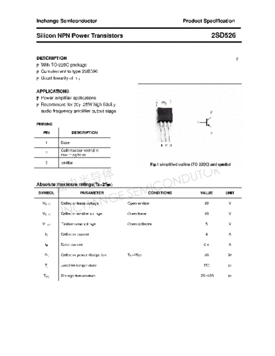 Inchange Semiconductor 2sd526  . Electronic Components Datasheets Active components Transistors Inchange Semiconductor 2sd526.pdf