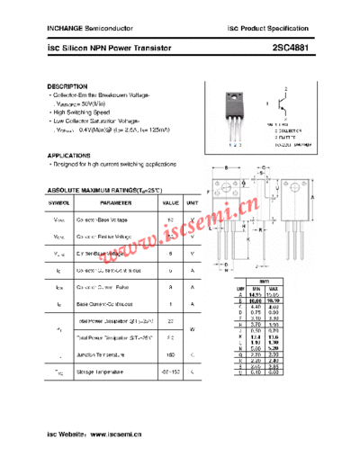 Inchange Semiconductor 2sc4881  . Electronic Components Datasheets Active components Transistors Inchange Semiconductor 2sc4881.pdf