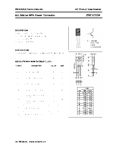 Inchange Semiconductor 2sc1212a  . Electronic Components Datasheets Active components Transistors Inchange Semiconductor 2sc1212a.pdf