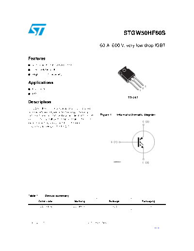 ST stgw50hf60s  . Electronic Components Datasheets Active components Transistors ST stgw50hf60s.pdf