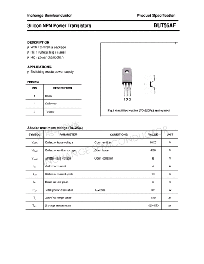 Inchange Semiconductor but56af  . Electronic Components Datasheets Active components Transistors Inchange Semiconductor but56af.pdf