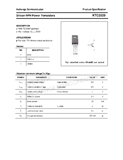 Inchange Semiconductor ktc3229  . Electronic Components Datasheets Active components Transistors Inchange Semiconductor ktc3229.pdf