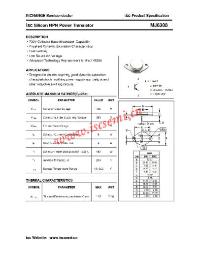 Inchange Semiconductor mj6308  . Electronic Components Datasheets Active components Transistors Inchange Semiconductor mj6308.pdf