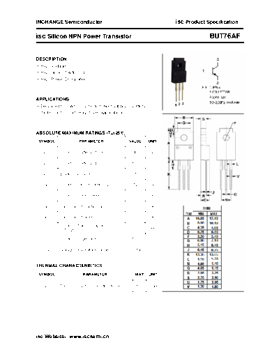 Inchange Semiconductor but76af  . Electronic Components Datasheets Active components Transistors Inchange Semiconductor but76af.pdf