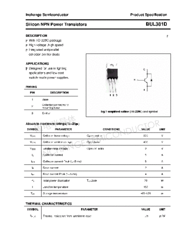 Inchange Semiconductor bul381d  . Electronic Components Datasheets Active components Transistors Inchange Semiconductor bul381d.pdf