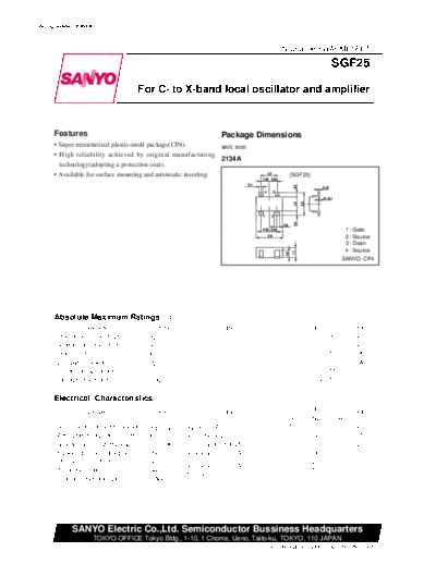Sanyo sgf25  . Electronic Components Datasheets Active components Transistors Sanyo sgf25.pdf