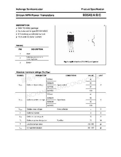 Inchange Semiconductor bd543 a b c  . Electronic Components Datasheets Active components Transistors Inchange Semiconductor bd543_a_b_c.pdf