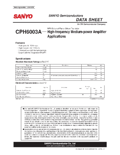 Sanyo cph6003a  . Electronic Components Datasheets Active components Transistors Sanyo cph6003a.pdf