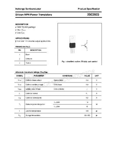 Inchange Semiconductor 2sc2923  . Electronic Components Datasheets Active components Transistors Inchange Semiconductor 2sc2923.pdf