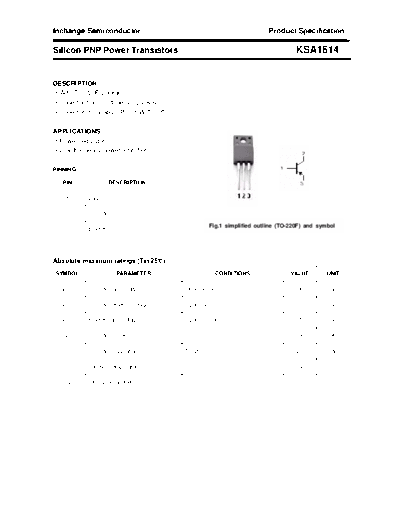 Inchange Semiconductor ksa1614  . Electronic Components Datasheets Active components Transistors Inchange Semiconductor ksa1614.pdf