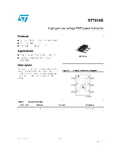 ST stt818b  . Electronic Components Datasheets Active components Transistors ST stt818b.pdf