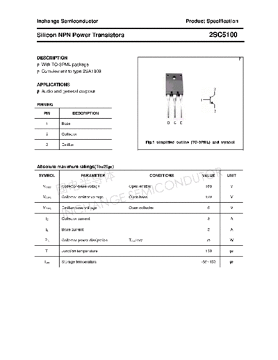 Inchange Semiconductor 2sc5100  . Electronic Components Datasheets Active components Transistors Inchange Semiconductor 2sc5100.pdf