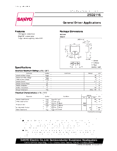 Sanyo 2sd2116  . Electronic Components Datasheets Active components Transistors Sanyo 2sd2116.pdf