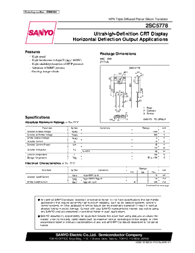 Sanyo 2sc5778  . Electronic Components Datasheets Active components Transistors Sanyo 2sc5778.pdf