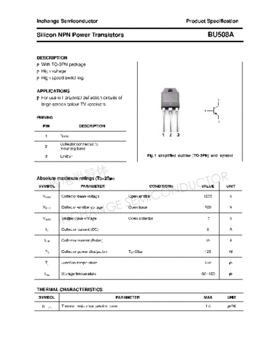 Inchange Semiconductor bu508a  . Electronic Components Datasheets Active components Transistors Inchange Semiconductor bu508a.pdf