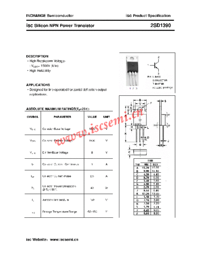 Inchange Semiconductor 2sd1390  . Electronic Components Datasheets Active components Transistors Inchange Semiconductor 2sd1390.pdf