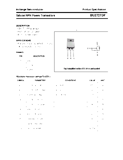 Inchange Semiconductor bu2727df  . Electronic Components Datasheets Active components Transistors Inchange Semiconductor bu2727df.pdf