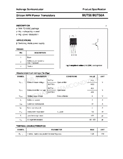 Inchange Semiconductor but56 but56a  . Electronic Components Datasheets Active components Transistors Inchange Semiconductor but56_but56a.pdf