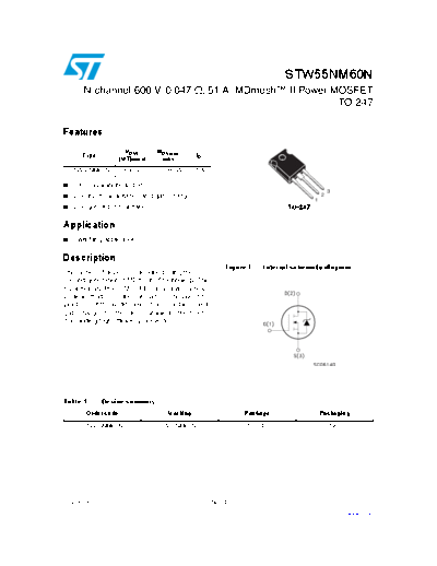 ST stw55nm60n  . Electronic Components Datasheets Active components Transistors ST stw55nm60n.pdf