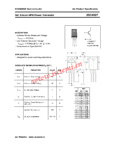 Inchange Semiconductor 2sc4327  . Electronic Components Datasheets Active components Transistors Inchange Semiconductor 2sc4327.pdf