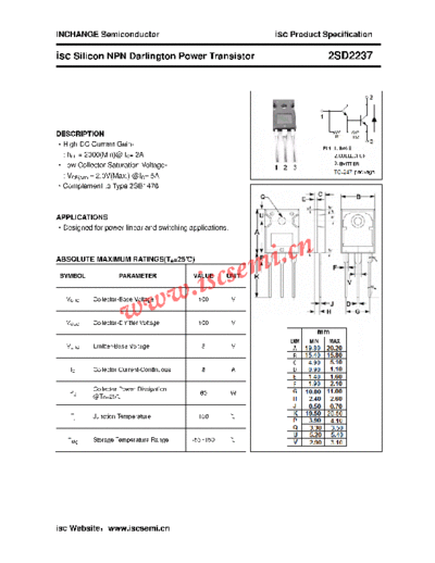 Inchange Semiconductor 2sd2237  . Electronic Components Datasheets Active components Transistors Inchange Semiconductor 2sd2237.pdf
