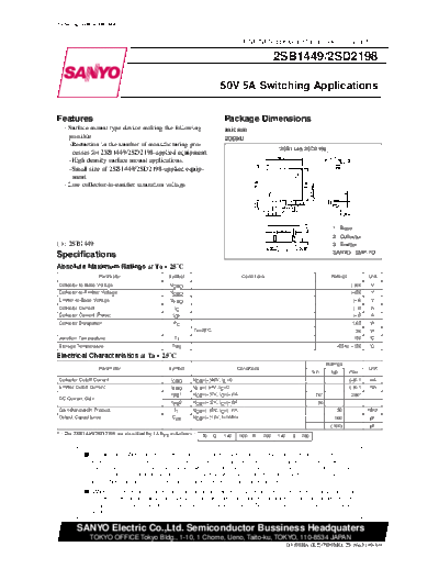 Sanyo 2sd2198  . Electronic Components Datasheets Active components Transistors Sanyo 2sd2198.pdf