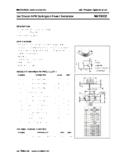Inchange Semiconductor mj10002  . Electronic Components Datasheets Active components Transistors Inchange Semiconductor mj10002.pdf