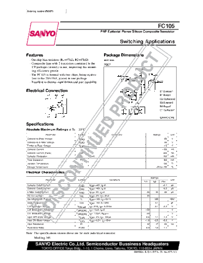 Sanyo fc105  . Electronic Components Datasheets Active components Transistors Sanyo fc105.pdf