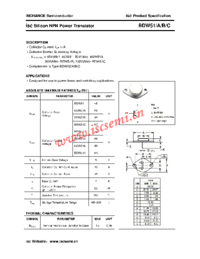 Inchange Semiconductor bdw51 a b c  . Electronic Components Datasheets Active components Transistors Inchange Semiconductor bdw51_a_b_c.pdf