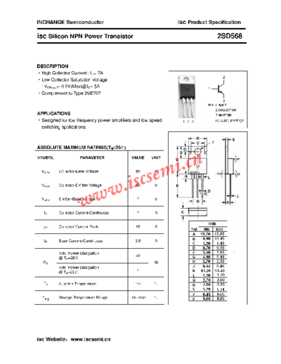 Inchange Semiconductor 2sd568  . Electronic Components Datasheets Active components Transistors Inchange Semiconductor 2sd568.pdf