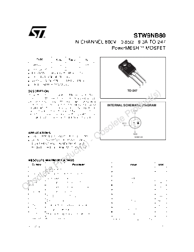 ST stw9nb80  . Electronic Components Datasheets Active components Transistors ST stw9nb80.pdf