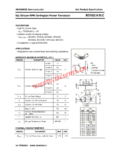 Inchange Semiconductor bdx85 a b c  . Electronic Components Datasheets Active components Transistors Inchange Semiconductor bdx85_a_b_c.pdf