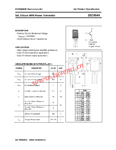 Inchange Semiconductor 2sc4544  . Electronic Components Datasheets Active components Transistors Inchange Semiconductor 2sc4544.pdf
