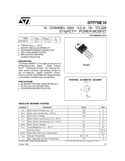 ST stp7ne10  . Electronic Components Datasheets Active components Transistors ST stp7ne10.pdf