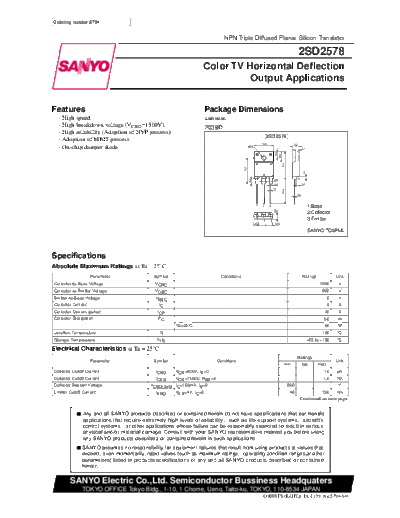 Sanyo 2sd2578  . Electronic Components Datasheets Active components Transistors Sanyo 2sd2578.pdf