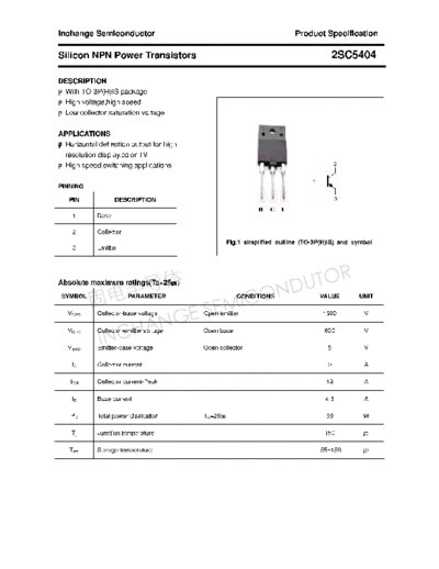 Inchange Semiconductor 2sc5404  . Electronic Components Datasheets Active components Transistors Inchange Semiconductor 2sc5404.pdf