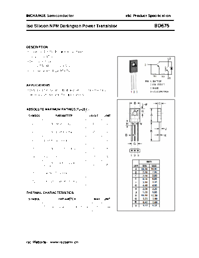 Inchange Semiconductor bd675  . Electronic Components Datasheets Active components Transistors Inchange Semiconductor bd675.pdf