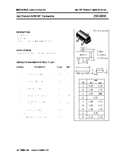 Inchange Semiconductor 2sc2845  . Electronic Components Datasheets Active components Transistors Inchange Semiconductor 2sc2845.pdf