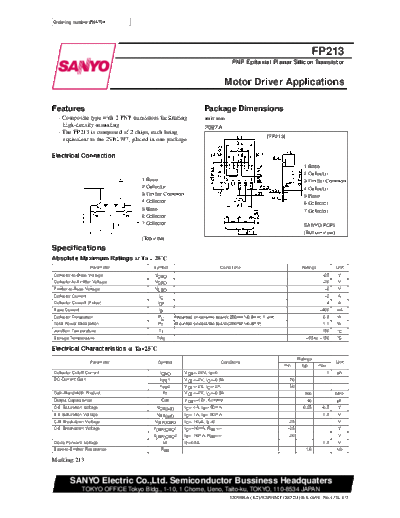 Sanyo fp213  . Electronic Components Datasheets Active components Transistors Sanyo fp213.pdf