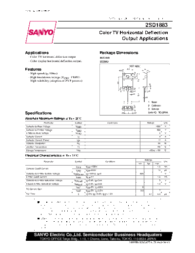Sanyo 2sd1883  . Electronic Components Datasheets Active components Transistors Sanyo 2sd1883.pdf
