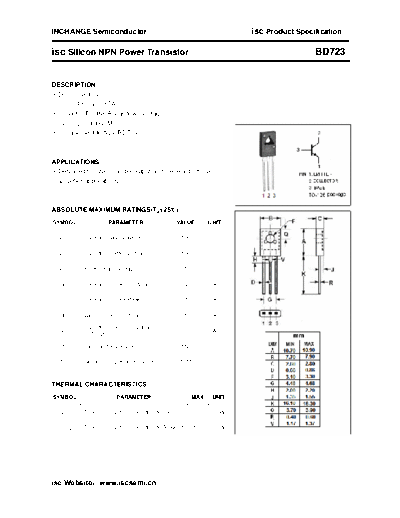 Inchange Semiconductor bd723  . Electronic Components Datasheets Active components Transistors Inchange Semiconductor bd723.pdf